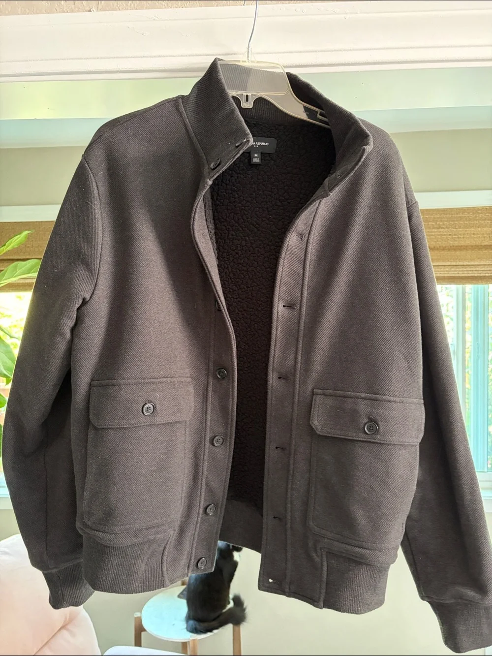 Banana Republic Men's Charcoal Button-Up Lightweight Jacket